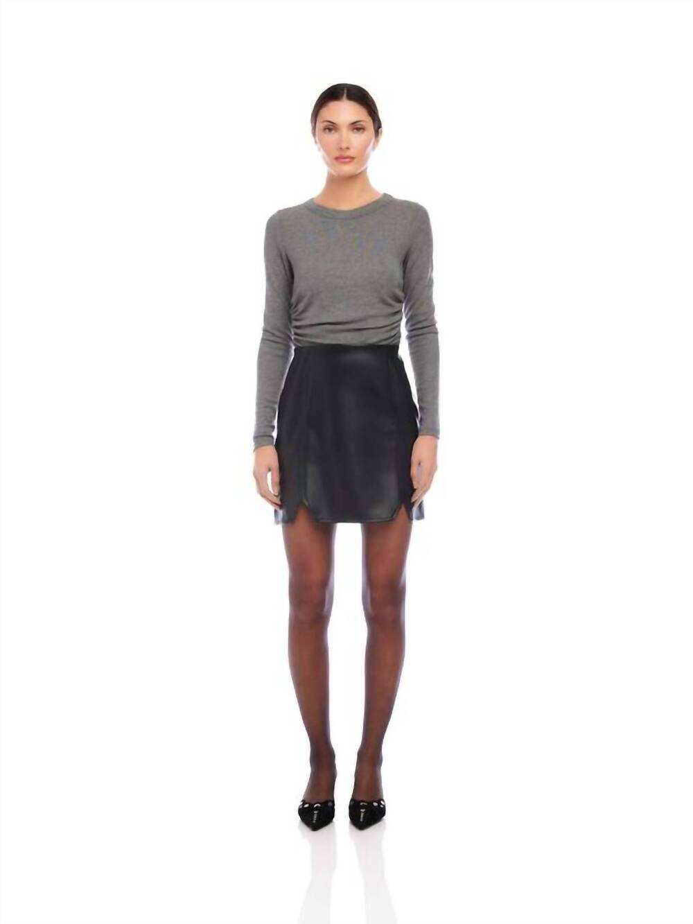 NEW FIFTEEN TWENTY side shirred top in charcoal